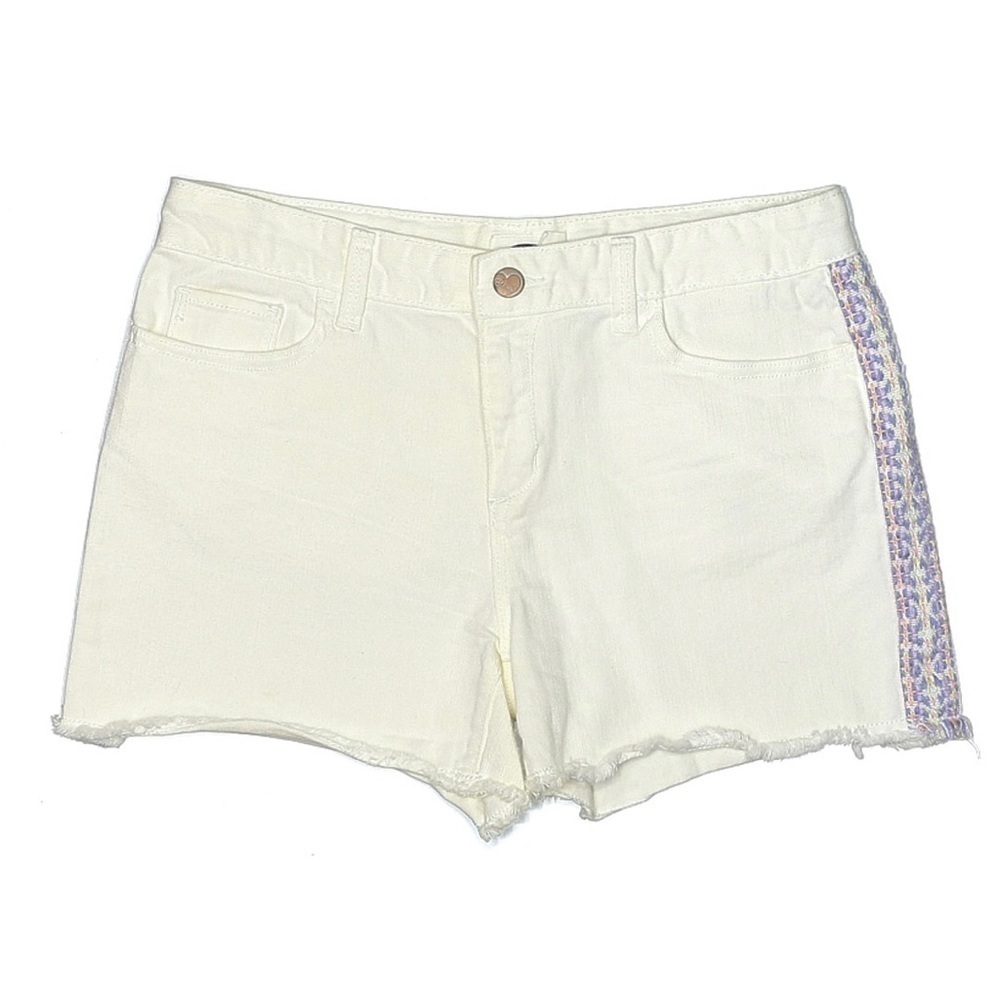🌺 Old Navy White Cotton Embroidered Cutoff Jean Shorts Size Girls 16